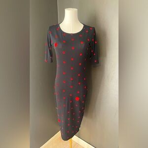 LuLaRoe Julia Dress – Size XS – Black with Red Polka Dots